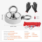 454 Kg Strong Fishing Magnet Kit Double-Sided Pull Force Rope Carabiner