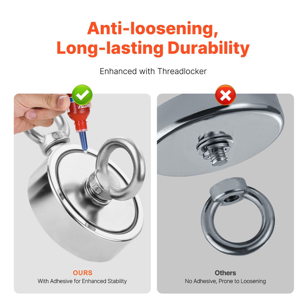 771 Kg Strong Fishing Magnet Kit Double Sided Pull Force Rope Carabiner