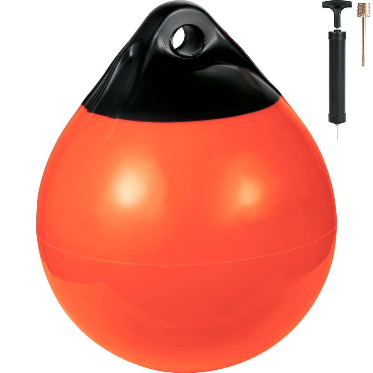 Boat Buoy Balls, 15\" Diameter Inflatable Heavy-Duty Marine-Grade PVC Marker Buoys, Round Boat Mooring Buoys, Anchoring, Rafting, Marking, Fishing, Orange