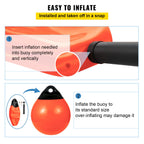 Boat Buoy Balls, 15\" Diameter Inflatable Heavy-Duty Marine-Grade PVC Marker Buoys, Round Boat Mooring Buoys, Anchoring, Rafting, Marking, Fishing, Orange