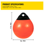 Boat Buoy Balls, 15\" Diameter Inflatable Heavy-Duty Marine-Grade PVC Marker Buoys, Round Boat Mooring Buoys, Anchoring, Rafting, Marking, Fishing, Orange
