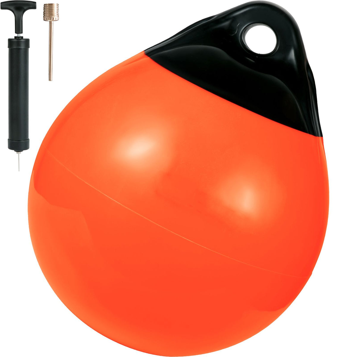 Boat Buoy Balls, 15\" Diameter Inflatable Heavy-Duty Marine-Grade PVC Marker Buoys, Round Boat Mooring Buoys, Anchoring, Rafting, Marking, Fishing, Orange
