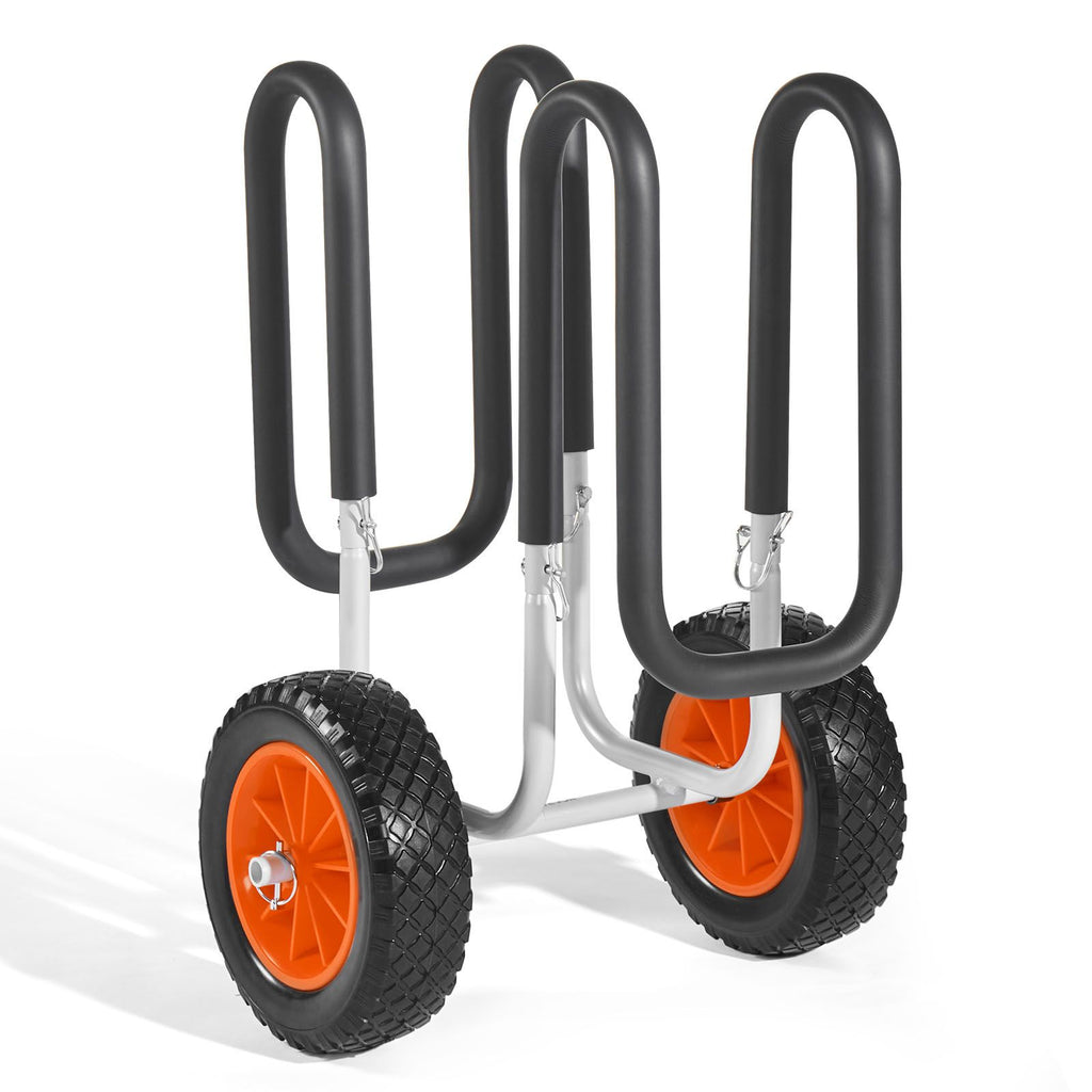 Kayak Cart, 68.0 kg Load Capacity, Stand Up Paddle Board Trolley with 25.4 cm Solid Rubber Tires & Kickstands, Paddle Board Carrier with Ratchet Strap for Paddleboard & Surfboard Transport