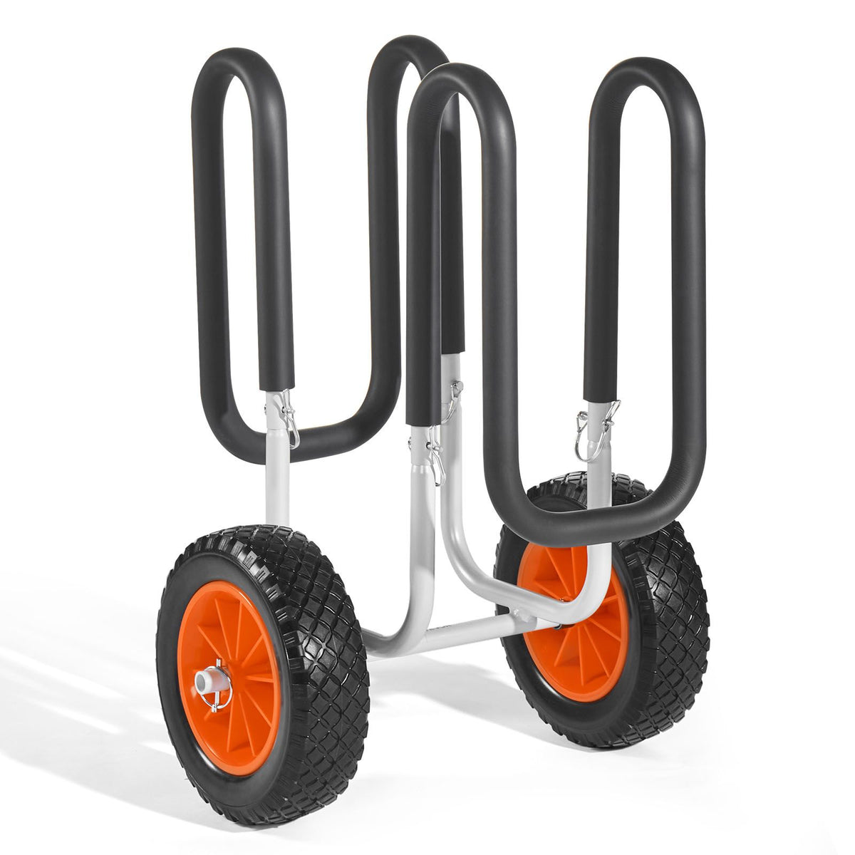 Kayak Cart, 68.0 kg Load Capacity, Stand Up Paddle Board Trolley with 25.4 cm Solid Rubber Tires & Kickstands, Paddle Board Carrier with Ratchet Strap for Paddleboard & Surfboard Transport