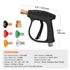1/4'' High Pressure Washer Gun 4350PSI Power Wash Foam Spray w/ Nozzle