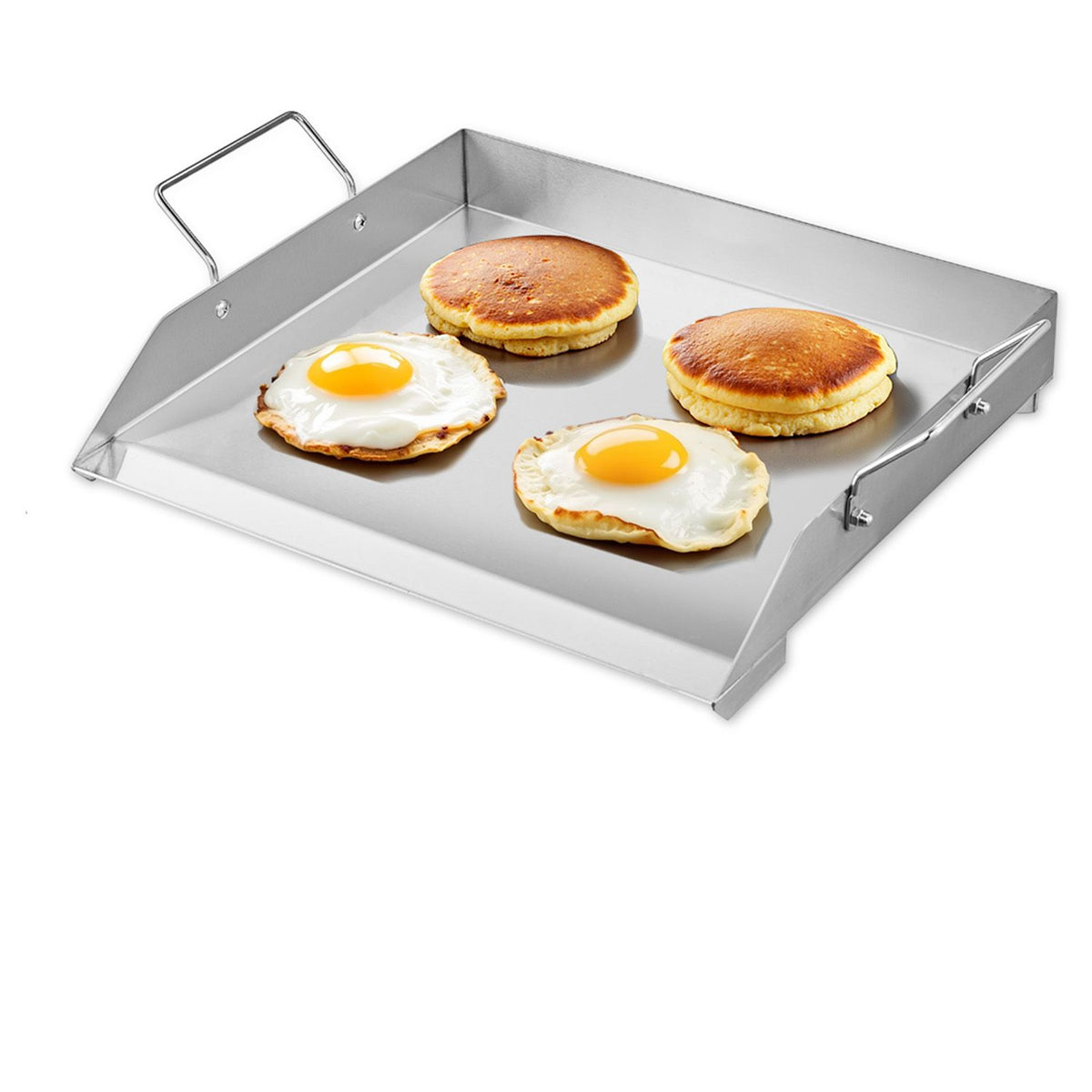 Stainless Steel Griddle, 18x16 inch Universal Flat Top Rectangular Plate, Gas Grill Griddle for BBQ Grill, Teppanyaki, Portable Family Cookware with Handle, for Camping Tailgating Party