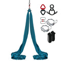 Aerial Silk & Yoga Swing, 8 m Length, Aerial Yoga Hammock Kit with 100gsm Nylon Fabric, Full Rigging Hardware & Easy Set-up Guide, Antigravity Flying for All Levels Fitness Bodybuilding, Green