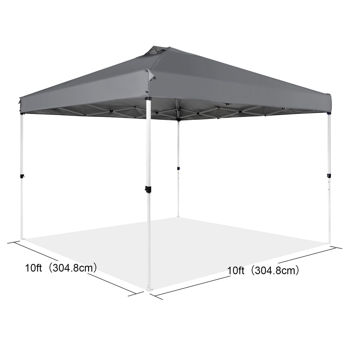 Pop Up Canopy Tent, 10 x 10 ft, 250 D PU Silver Coated Tarp, with Portable Roller Bag and 4 Sandbags, Waterproof and Sun Shelter Gazebo for Outdoor Party, Camping, Commercial Events, Dark Gray