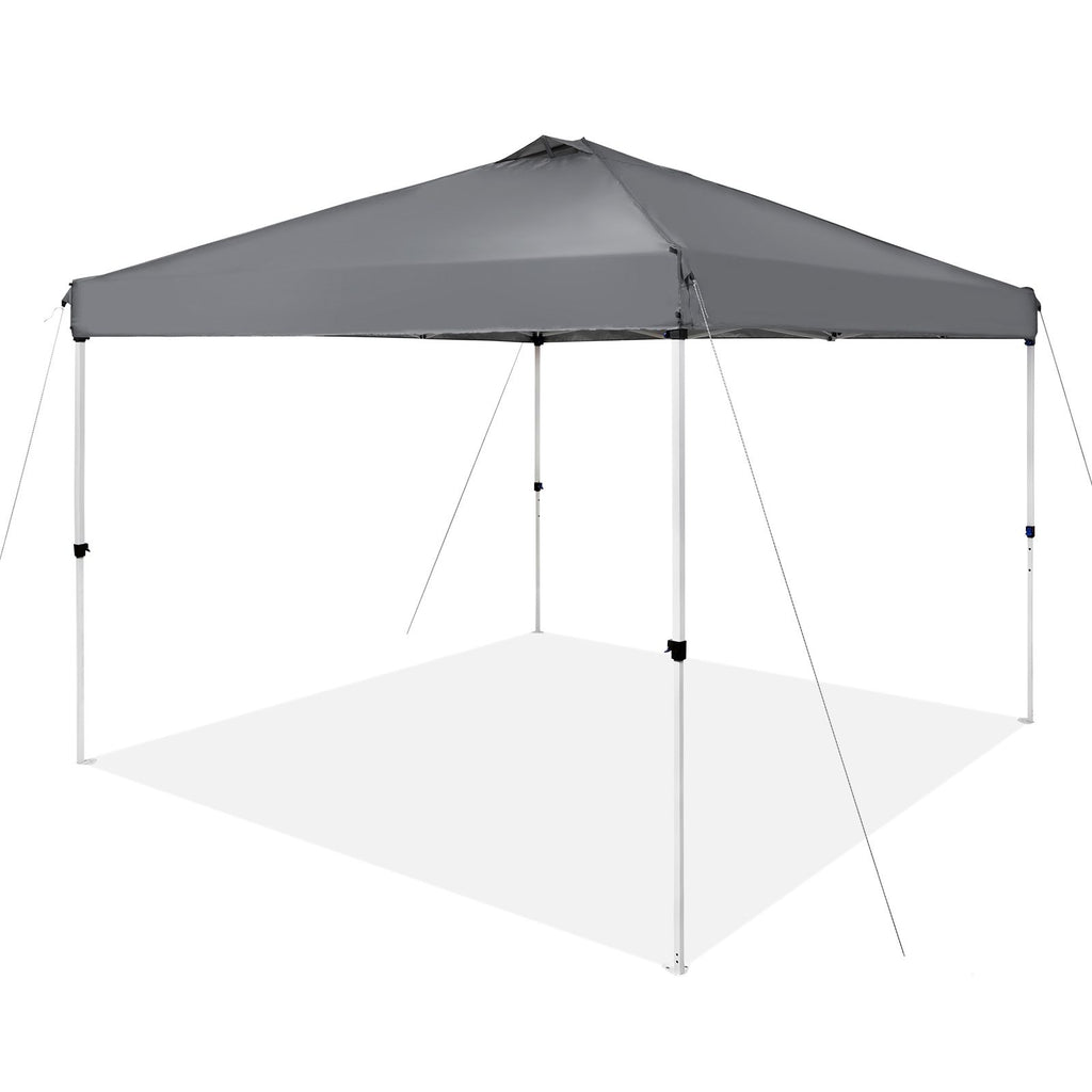 Pop Up Canopy Tent, 10 x 10 ft, 250 D PU Silver Coated Tarp, with Portable Roller Bag and 4 Sandbags, Waterproof and Sun Shelter Gazebo for Outdoor Party, Camping, Commercial Events, Dark Gray