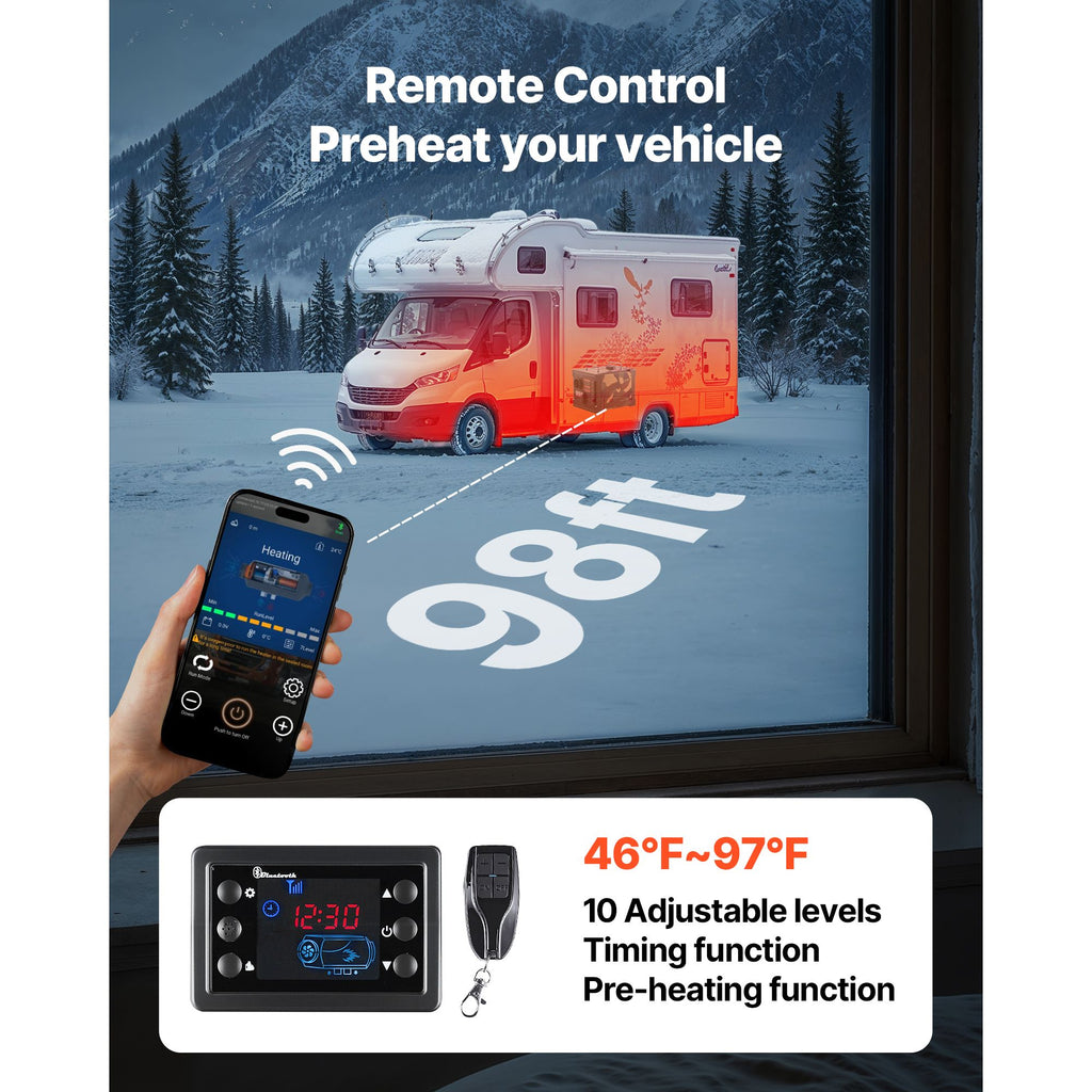 Diesel Heater, 8KW, DC 12V/24V, All in One Portable Diesel Air Heater with Bluetooth APP Control, Remote Control and LCD Screen, 7 L Fuel Tank for Trucks, Vans, RVs, Campers, and Garages