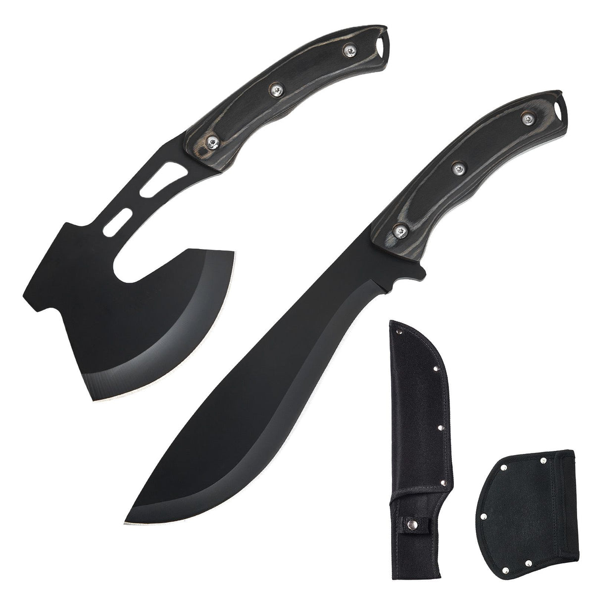 Hunting Knife and Hatchet Axe Combo Set Sheath Fixed Blade Knife Camping