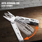 16-In-1 Multitool Pliers, Multi Tool Pliers, Cutters, Knife, Scissors, Ruler, Screwdrivers, Wood Saw, Can Bottle Opener, with Safety Locking and Sheath, for Survival, Camping, Hunting and Hiking