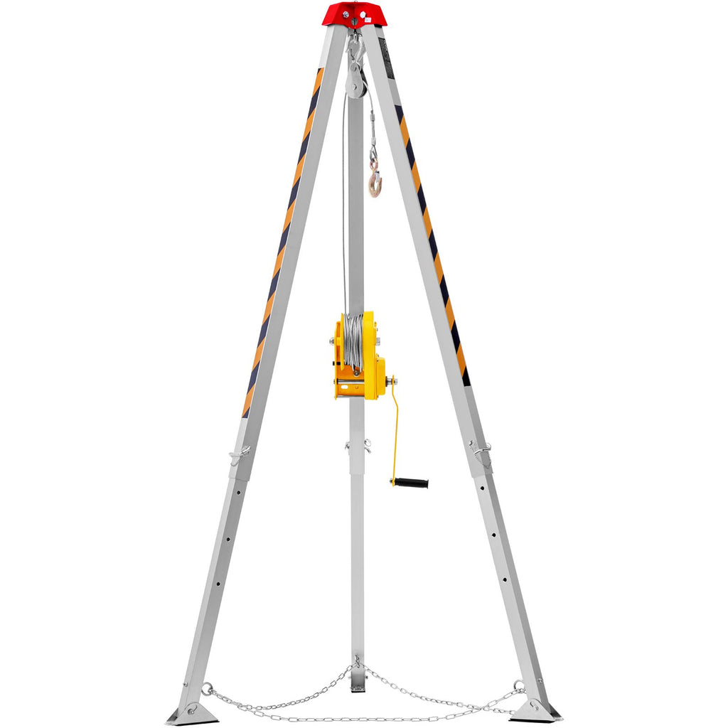 Confined Space Tripod Kit, 2600 lbs Winch, Confined Space Tripod 8' Legs and 98' Cable, Confined Space Rescue Tripod 32.8' Fall Protection, Harness, Storage Bag for Traditional Confined Spaces