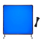 Welding Screen with Frame, 1.74 x 1.74 m Welding Curtain Screen, Flame-Resistant Vinyl Protection Screens with Lockable Swivel Wheels & 6-Level UV Protection for Workshop/Industrial Use, Blue