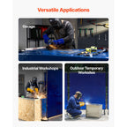 Welding Screen with Frame, 1.74 x 1.74 m Welding Curtain Screen, Flame-Resistant Vinyl Protection Screens with Lockable Swivel Wheels & 6-Level UV Protection for Workshop/Industrial Use, Blue