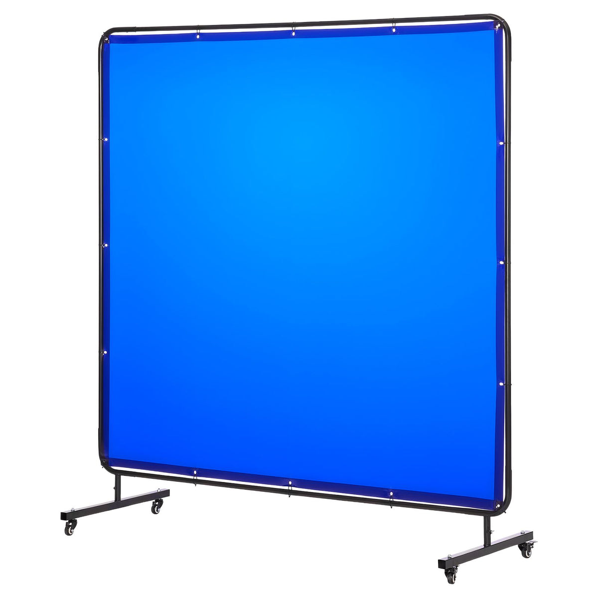Welding Screen with Frame, 1.74 x 1.74 m Welding Curtain Screen, Flame-Resistant Vinyl Protection Screens with Lockable Swivel Wheels & 6-Level UV Protection for Workshop/Industrial Use, Blue