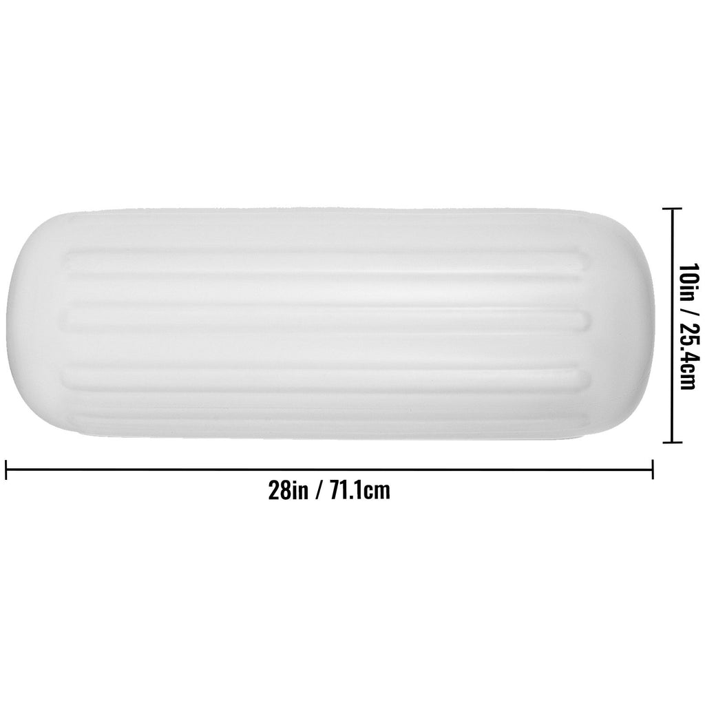 4 Ribbed Boat Fender 10" x 28" White Center Hole Bumper Mooring Protection