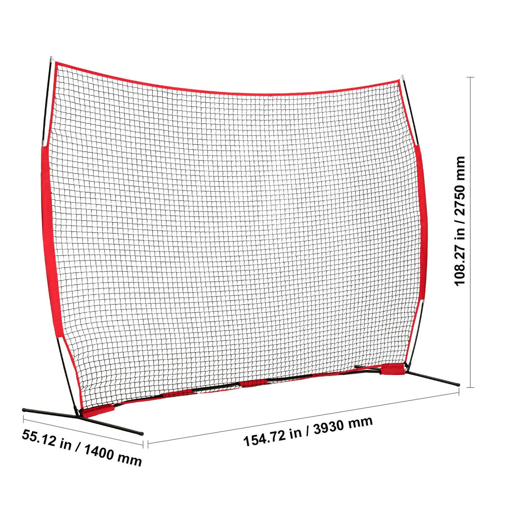 Barricade Backstop Net, 12x9 ft Ball Sports Barrier Netting, Portable Practice Equipment with Carry Bag, Protection Screen for Baseball Softball Lacrosse Soccer Hockey Training, for Backyard