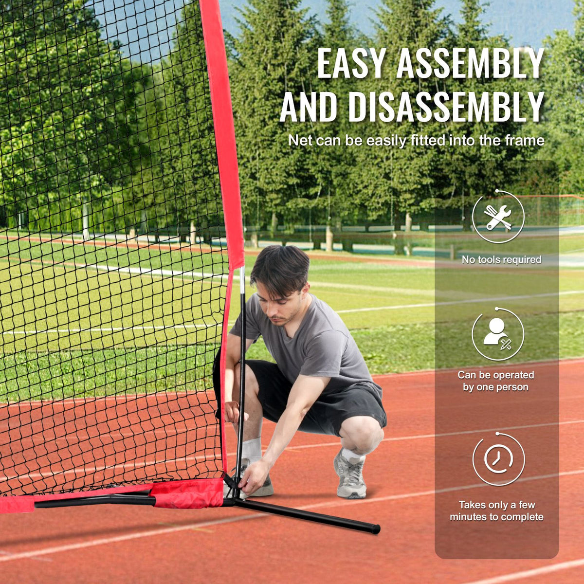 Barricade Backstop Net, 16x10 ft Ball Sports Barrier Netting, Portable Practice Equipment with Carry Bag, Protection Screen for Baseball Softball Lacrosse Soccer Hockey Training, for Backyard