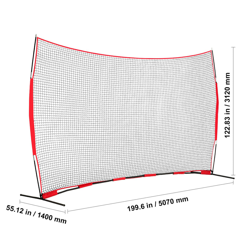 Barricade Backstop Net, 16x10 ft Ball Sports Barrier Netting, Portable Practice Equipment with Carry Bag, Protection Screen for Baseball Softball Lacrosse Soccer Hockey Training, for Backyard