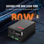 CO2 Laser Power Supply, 80W, Power Supply for 80W Laser Tube, Constant Current Protection, Open Circuit Protection, Fast Heat Dissipation, Compatible for Multi-brand Laser Engravers & Cutters