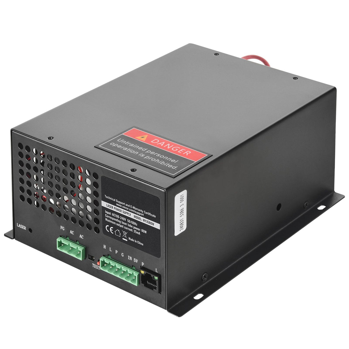 CO2 Laser Power Supply, 80W, Power Supply for 80W Laser Tube, Constant Current Protection, Open Circuit Protection, Fast Heat Dissipation, Compatible for Multi-brand Laser Engravers & Cutters
