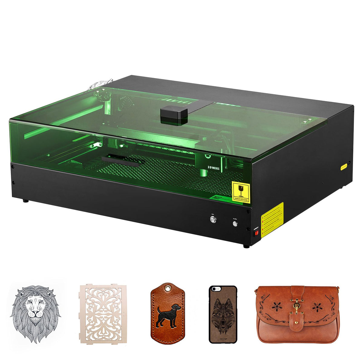 Laser Engraver, 20W, Laser Engraving and Cutting Machine with Enclosure Camera, Laser Cutter, 36000 mm/min, 500 x 320 mm Working Area, for Wood, Leather, Glass, Paper, Certain Metal, Class 1