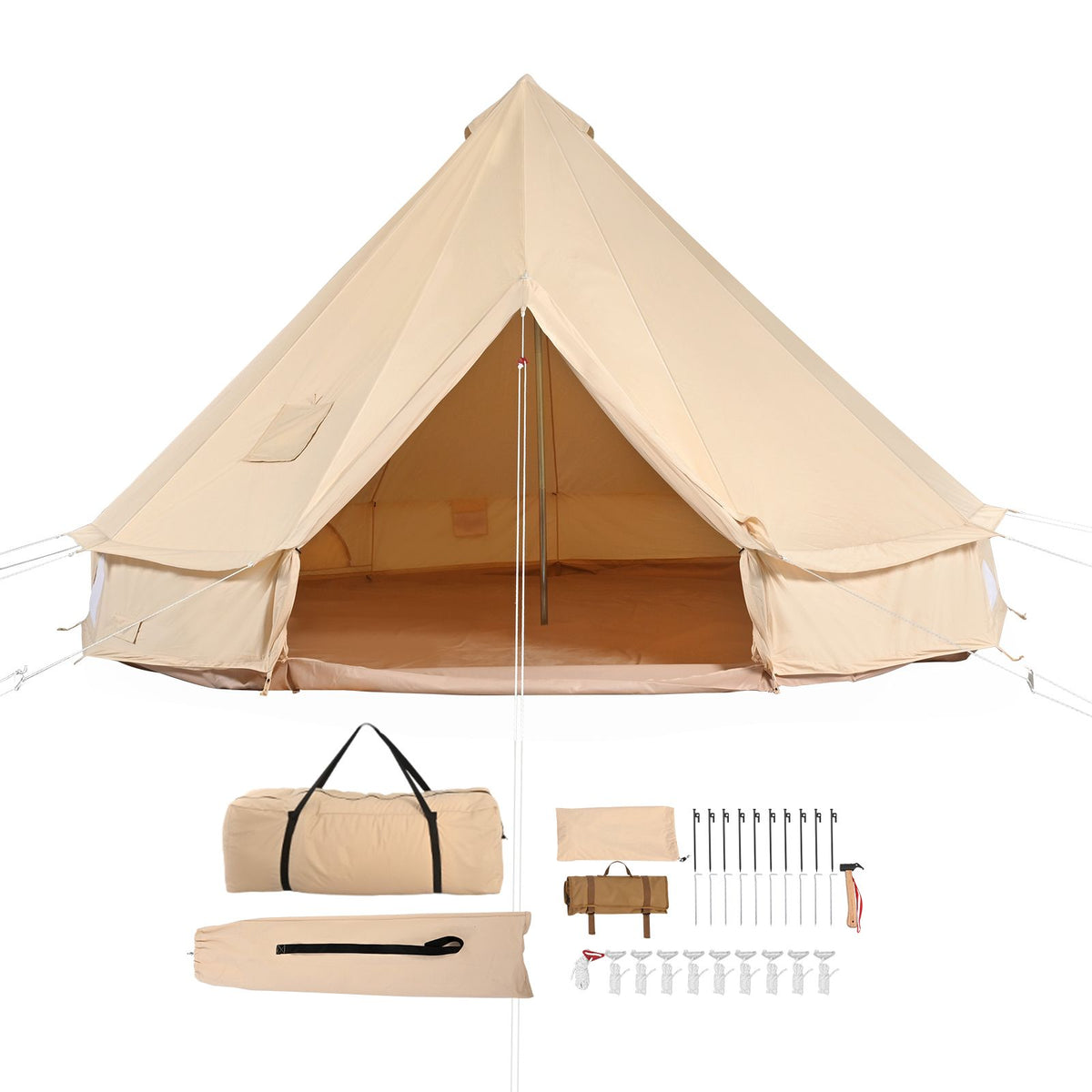 Canvas Bell Tent 3m/9.8ft 4-Season Canvas Tent for Camping with Stove Jack