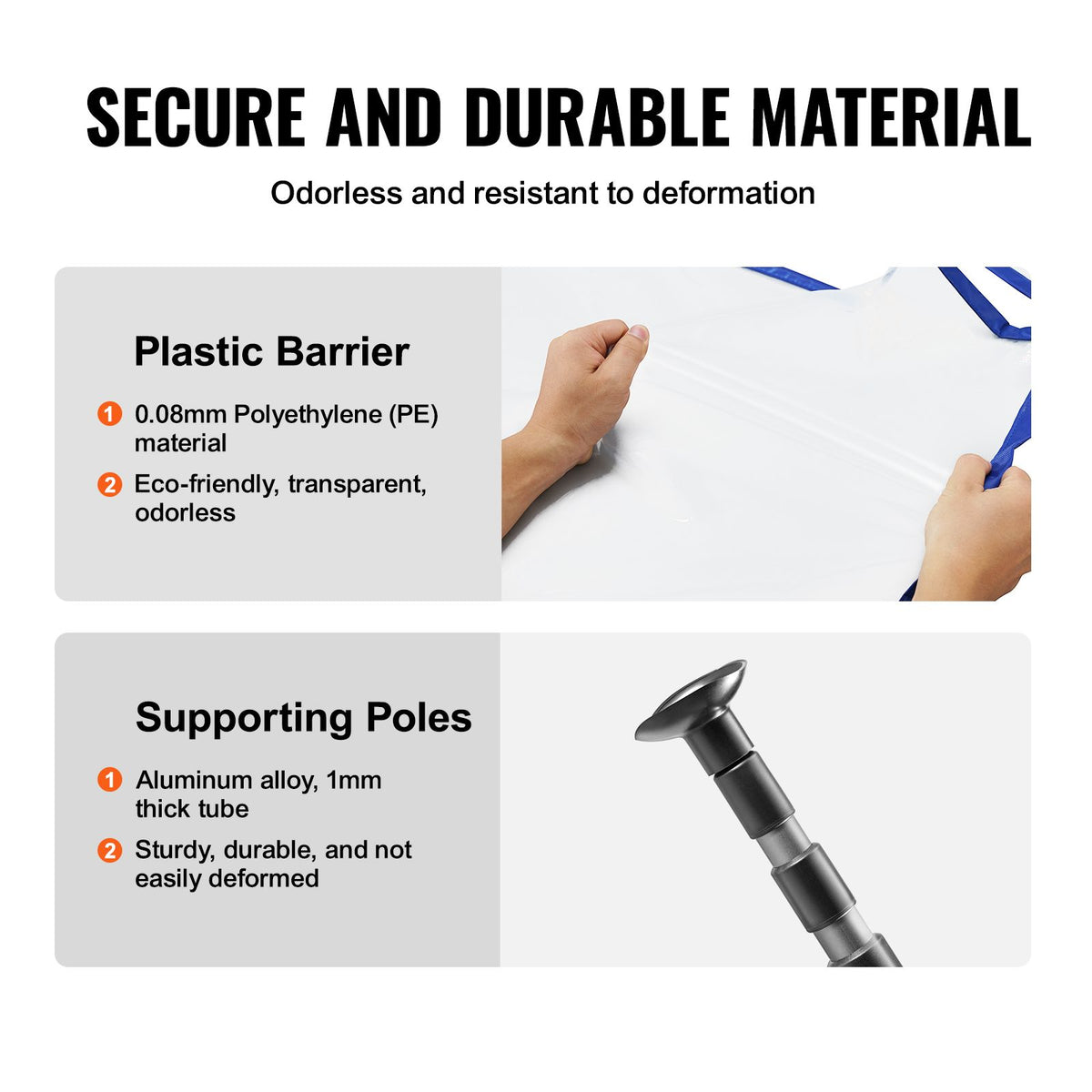 Dust Barrier Poles, 10 Ft Barrier Poles, Dust Barrier System with 4 Telescoping Poles, Magnetic Zipper, Carry Bag and 32.8x13.12 Ft Plastic Film, for Interior Decoration, Painting