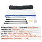 Dust Barrier Poles, 10 Ft Barrier Poles, Dust Barrier System with 4 Telescoping Poles, Magnetic Zipper, Carry Bag and 32.8x13.12 Ft Plastic Film, for Interior Decoration, Painting