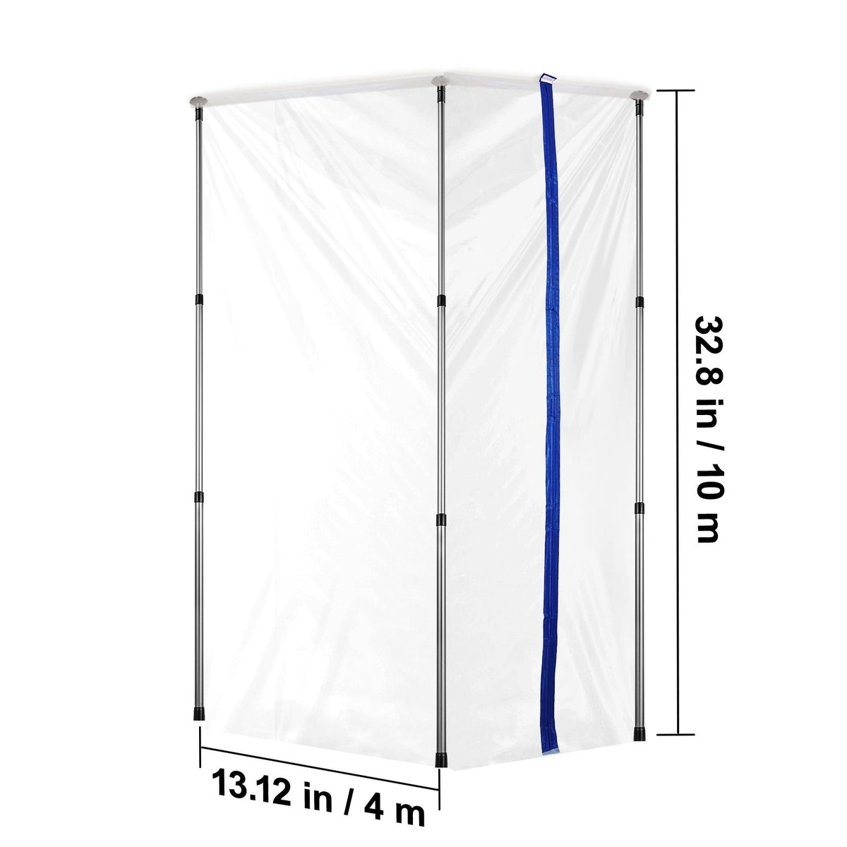 Dust Barrier Poles, 10 Ft Barrier Poles, Dust Barrier System with 4 Telescoping Poles, Magnetic Zipper, Carry Bag and 32.8x13.12 Ft Plastic Film, for Interior Decoration, Painting