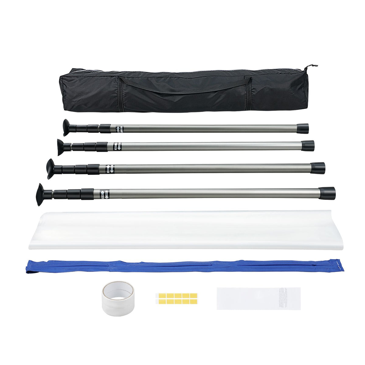 Dust Barrier Poles, 10 Ft Barrier Poles, Dust Barrier System with 4 Telescoping Poles, Magnetic Zipper, Carry Bag and 32.8x13.12 Ft Plastic Film, for Interior Decoration, Painting