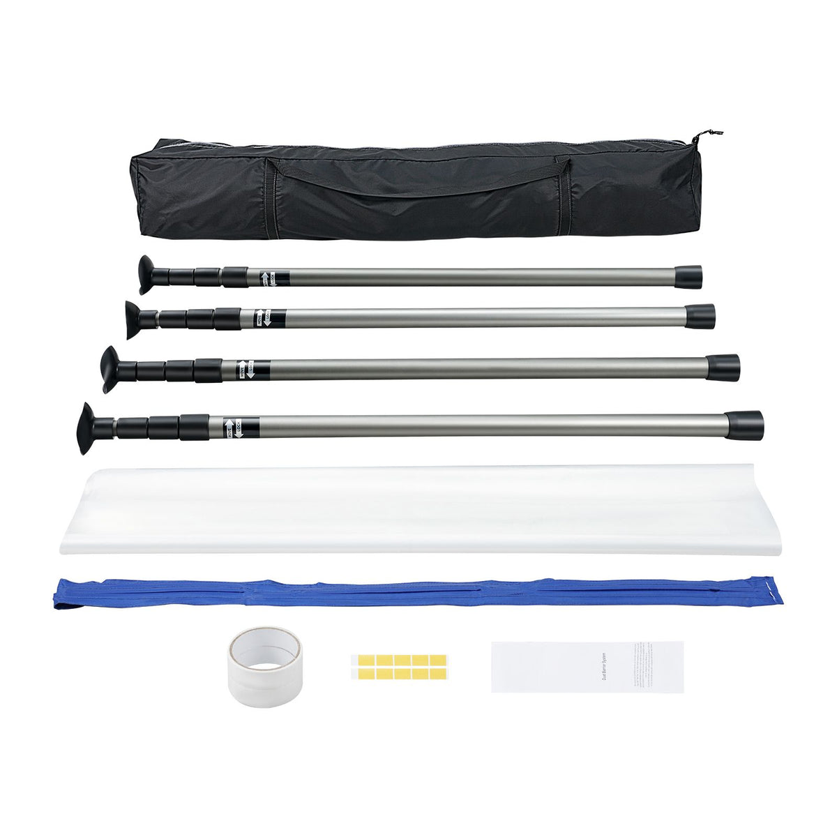 Dust Barrier Poles, 10 Ft Barrier Poles, Dust Barrier System with 4 Telescoping Poles, Magnetic Zipper, Carry Bag and 32.8x13.12 Ft Plastic Film, for Interior Decoration, Painting