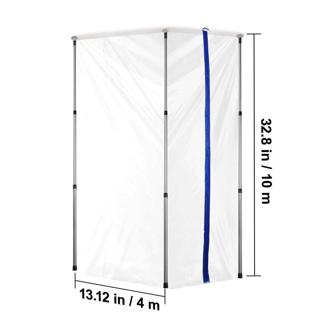 Dust Barrier Poles, 12 Ft Barrier Poles, Dust Barrier System with 4 Telescoping Poles, Magnetic Zipper, Carry Bag and 32.8x13.12 Ft Plastic Film, for Interior Decoration, Painting