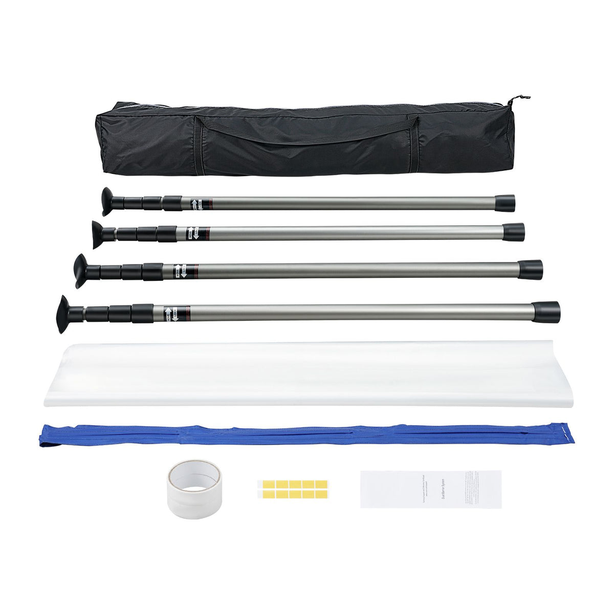 Dust Barrier Poles, 12 Ft Barrier Poles, Dust Barrier System with 4 Telescoping Poles, Magnetic Zipper, Carry Bag and 32.8x13.12 Ft Plastic Film, for Interior Decoration, Painting