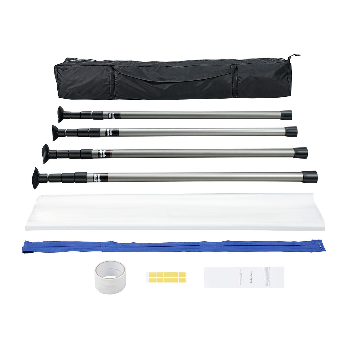 Dust Barrier Poles, 12 Ft Barrier Poles, Dust Barrier System with 4 Telescoping Poles, Magnetic Zipper, Carry Bag and 32.8x13.12 Ft Plastic Film, for Interior Decoration, Painting