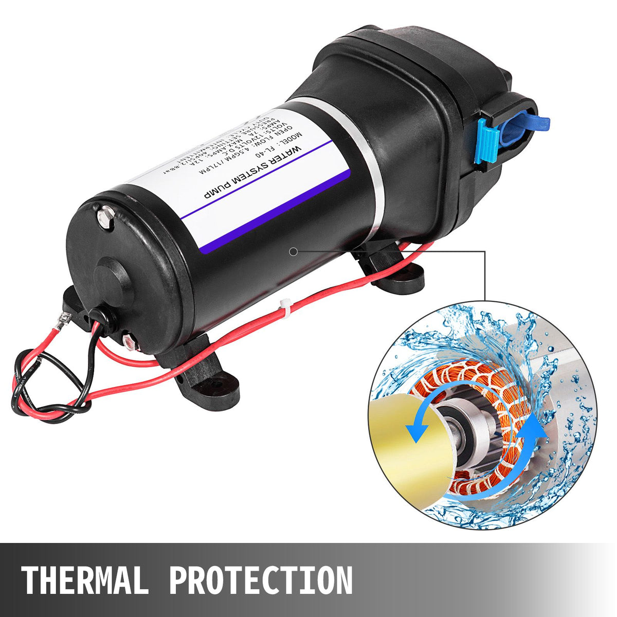 Water Pressure Diaphragm Pump, 12V FL-40 High Pressure Diaphragm Water Pump, 40PSI Automatic Self Priming Water Pump, 17L/MIN Misting Booster Sprayer Diaphragm Pump for Caravan Boat RV Garden