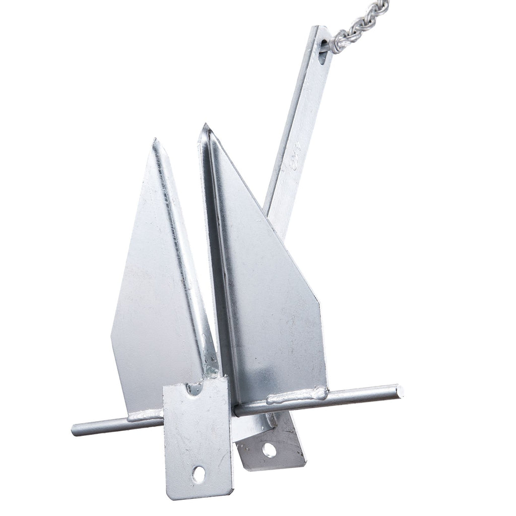 Fluke Anchor 8.5 LBS Galvanized Steel Boat Anchor Chain Rop Two Shackles