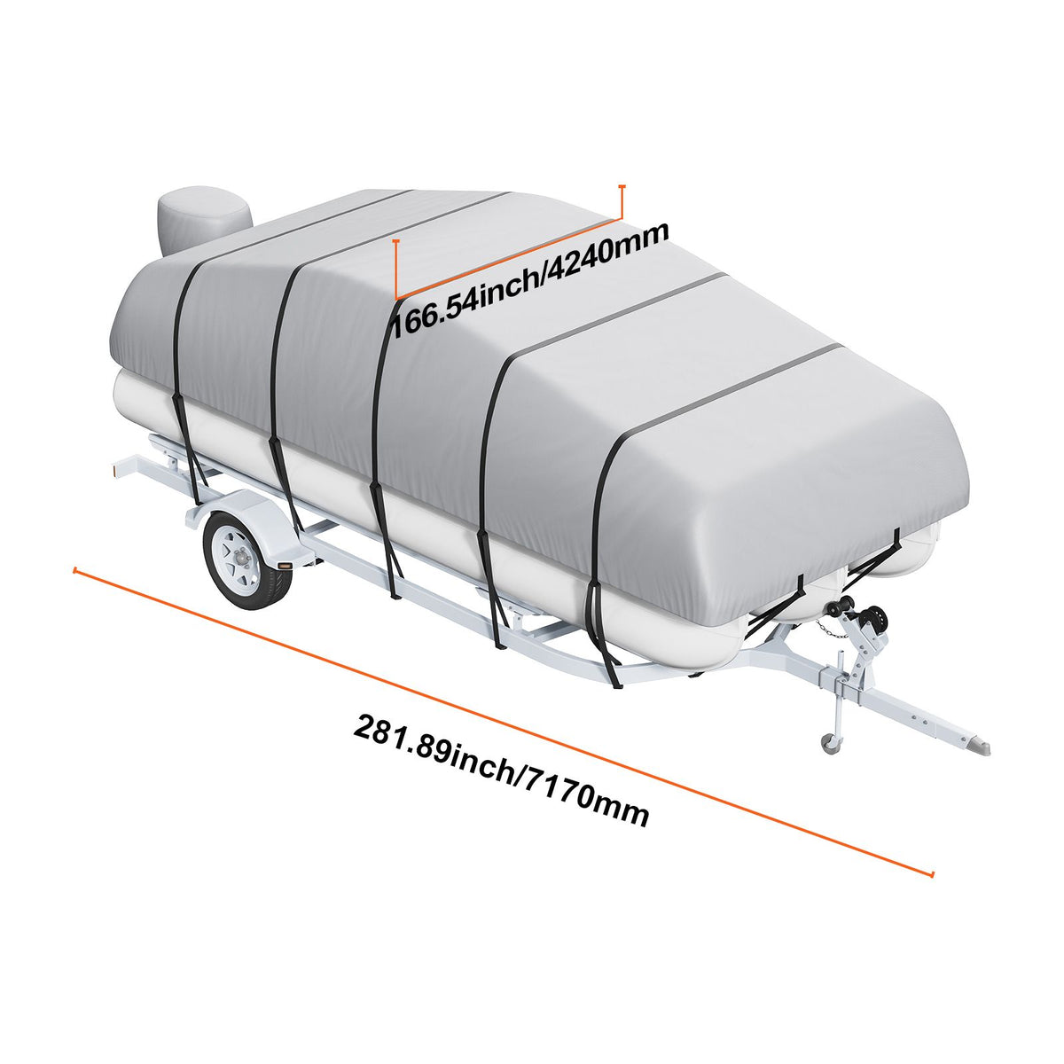 Pontoon Boat Cover 800D Waterproof Trailerable 19-20 ft with Storage Bag