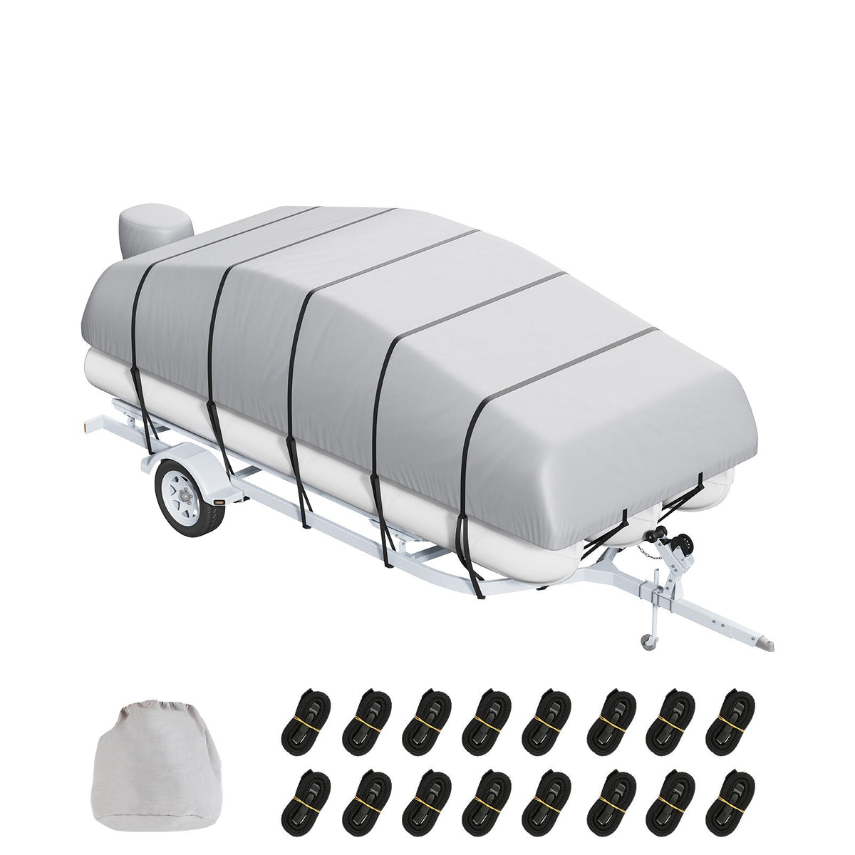 Pontoon Boat Cover 800D Waterproof Trailerable 23-24 ft with Storage Bag