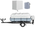 Pontoon Boat Cover, Fit for 17\'-20\' Boat, Heavy Duty 600D Marine Grade Oxford Fabric, UV Resistant Waterproof Trailerable Boat Cover with 2 Support Poles and 7 Wind-Proof Straps, Gray