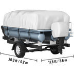 Pontoon Boat Cover, Fit for 17\'-20\' Boat, Heavy Duty 600D Marine Grade Oxford Fabric, UV Resistant Waterproof Trailerable Boat Cover with 2 Support Poles and 7 Wind-Proof Straps, Gray
