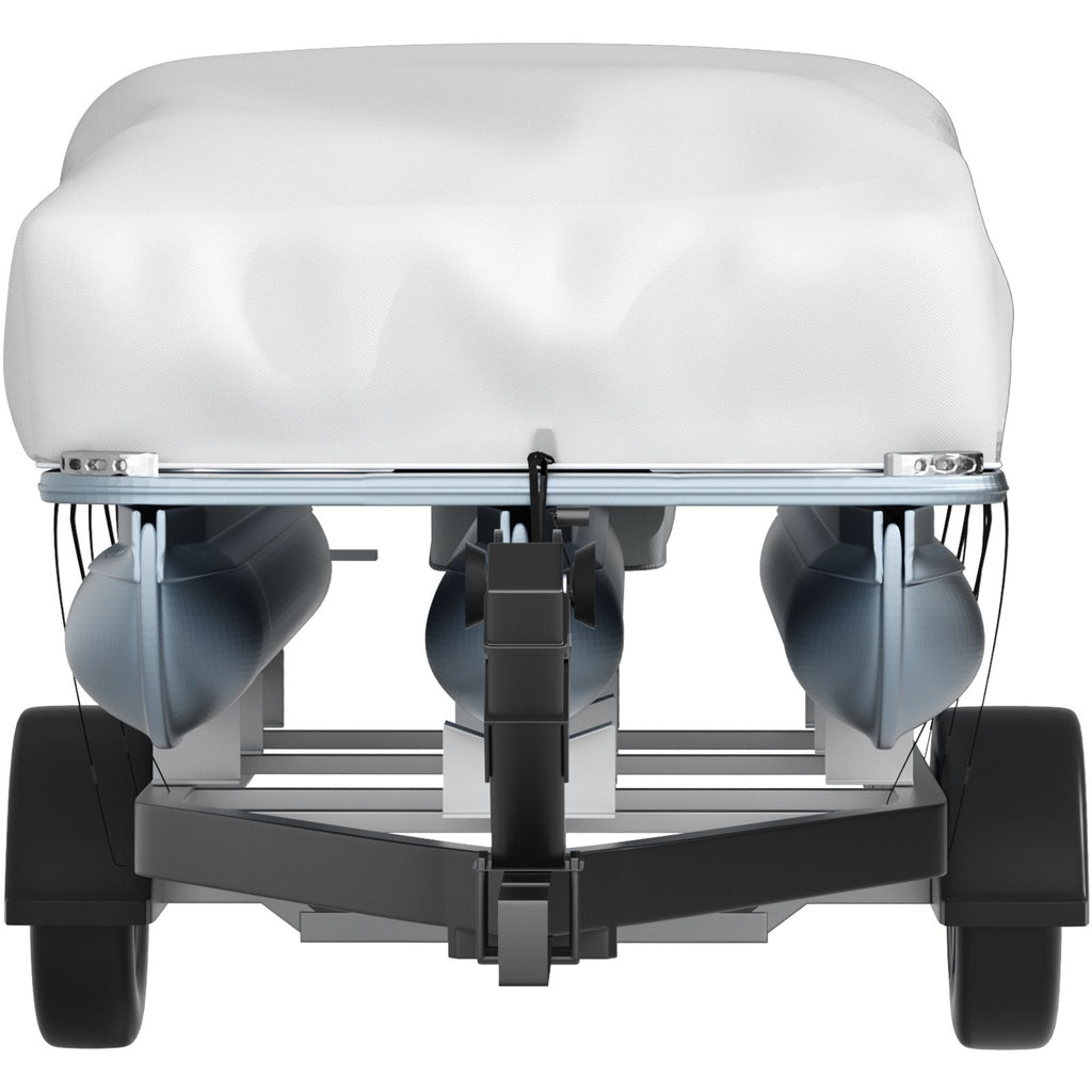 Pontoon Boat Cover, Fit for 25\'-28\' Boat, Heavy Duty 600D Marine Grade Oxford Fabric, UV Resistant Waterproof Trailerable Boat Cover with 2 Support Poles and 7 Wind-Proof Straps, Gray