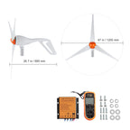 500W Wind Turbine Generator, 12V Wind Turbine Kit, 3-Blade Wind Power Generator with Anemometer, MPPT Controller & Adjustable Windward Direction, Suitable for Home, Farm, RVs, Boats