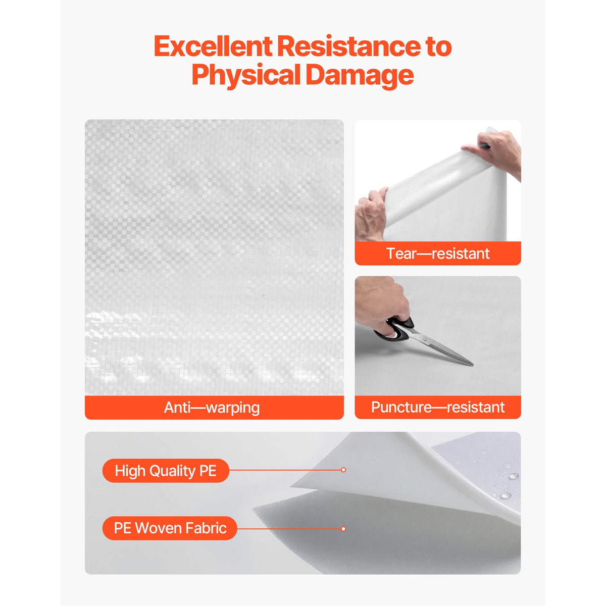 House Wrap, 1.37 x 45.72 m, 0.13 mm Thick Vapor Barrier, Heavy Duty Plastic Sheeting for Tear-resistant, Drop Cloth Vapor Barrier Covering for Residential & Commercial Construction, White