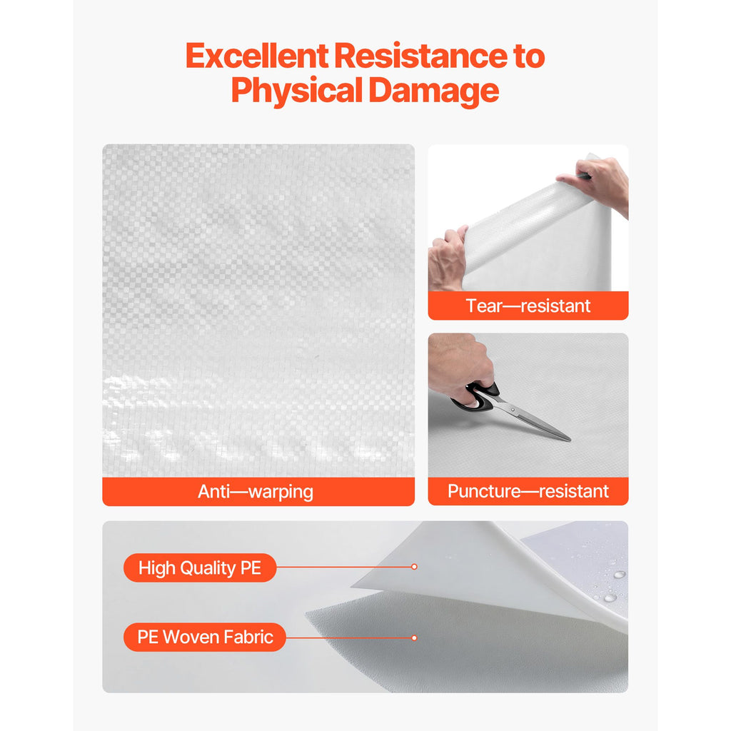 House Wrap, 2.74 x 22.86 mm, 0.13 mm Thick Vapor Barrier, Heavy Duty Plastic Sheeting for Tear-resistant, Drop Cloth Vapor Barrier Covering for Residential & Commercial Construction, White