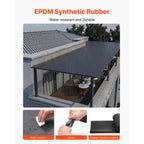 Roll Roofing, 4.57 x 6 m, 45 mil EPDM Rubber Roofing, Long Lifespan & Weather-resistant, Withstands Harsh Temperatures, Flexible & Easy Installation, Roof Underlayment for RVs, Roofs, Ponds