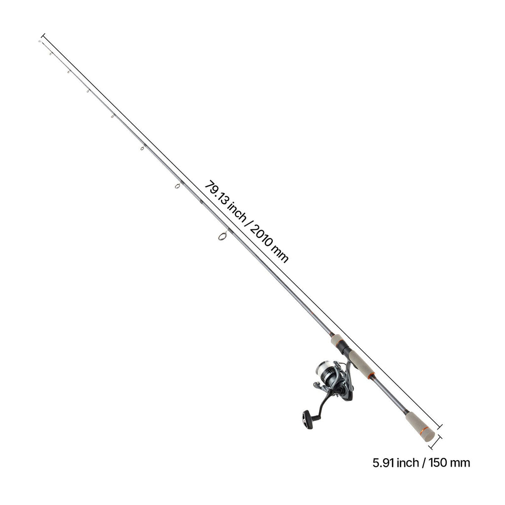 Rod and Fishing Reel Combo, IM6 Fiberglass & Carbon Fiber Spinning Rod and Reel Combo, Bass Fishing Pole with 2m Two-Piece Rods, 6+1 Ball Bearings, Stainless Steel Guides with Ceramic Rings
