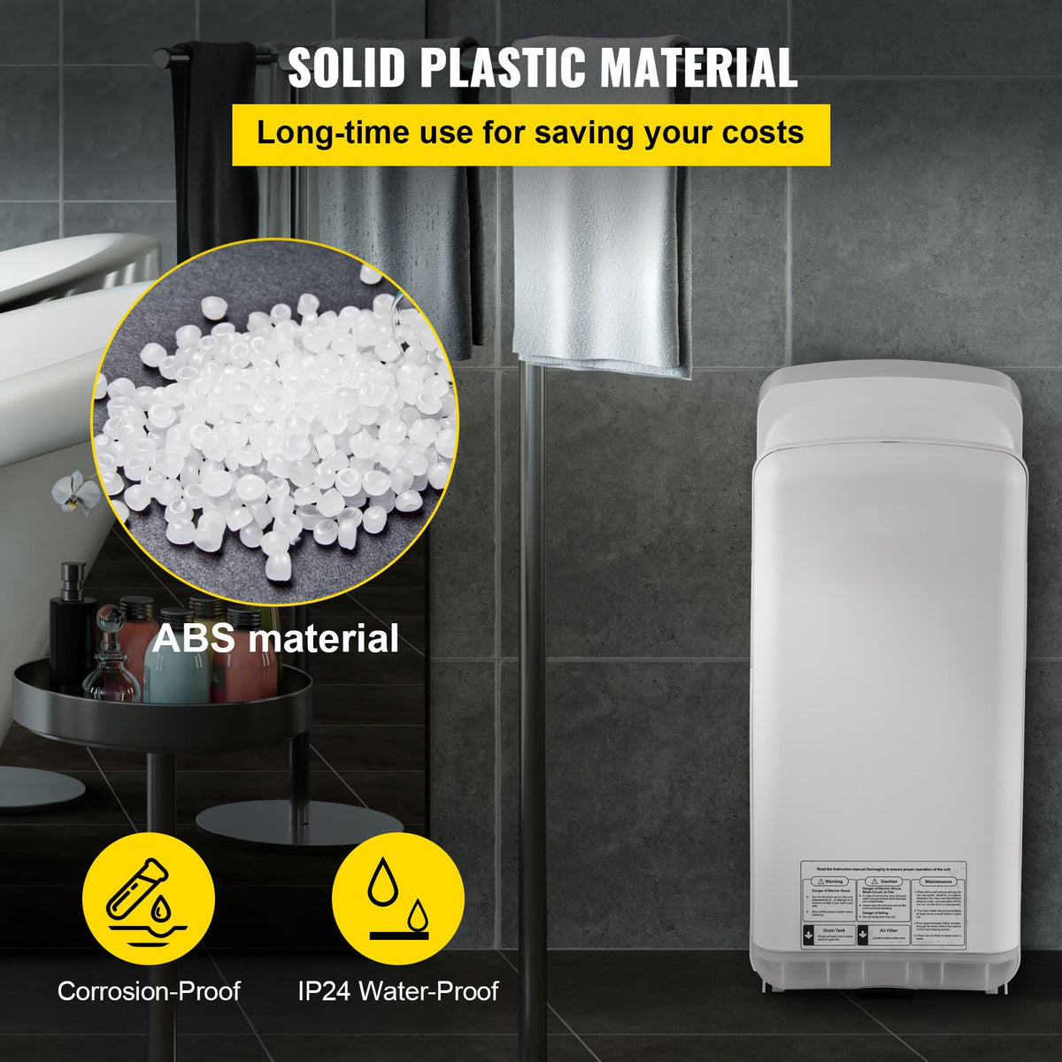 Jet Hand Dryer Blade Hand Dryer Automatic High Speed for Washroom White