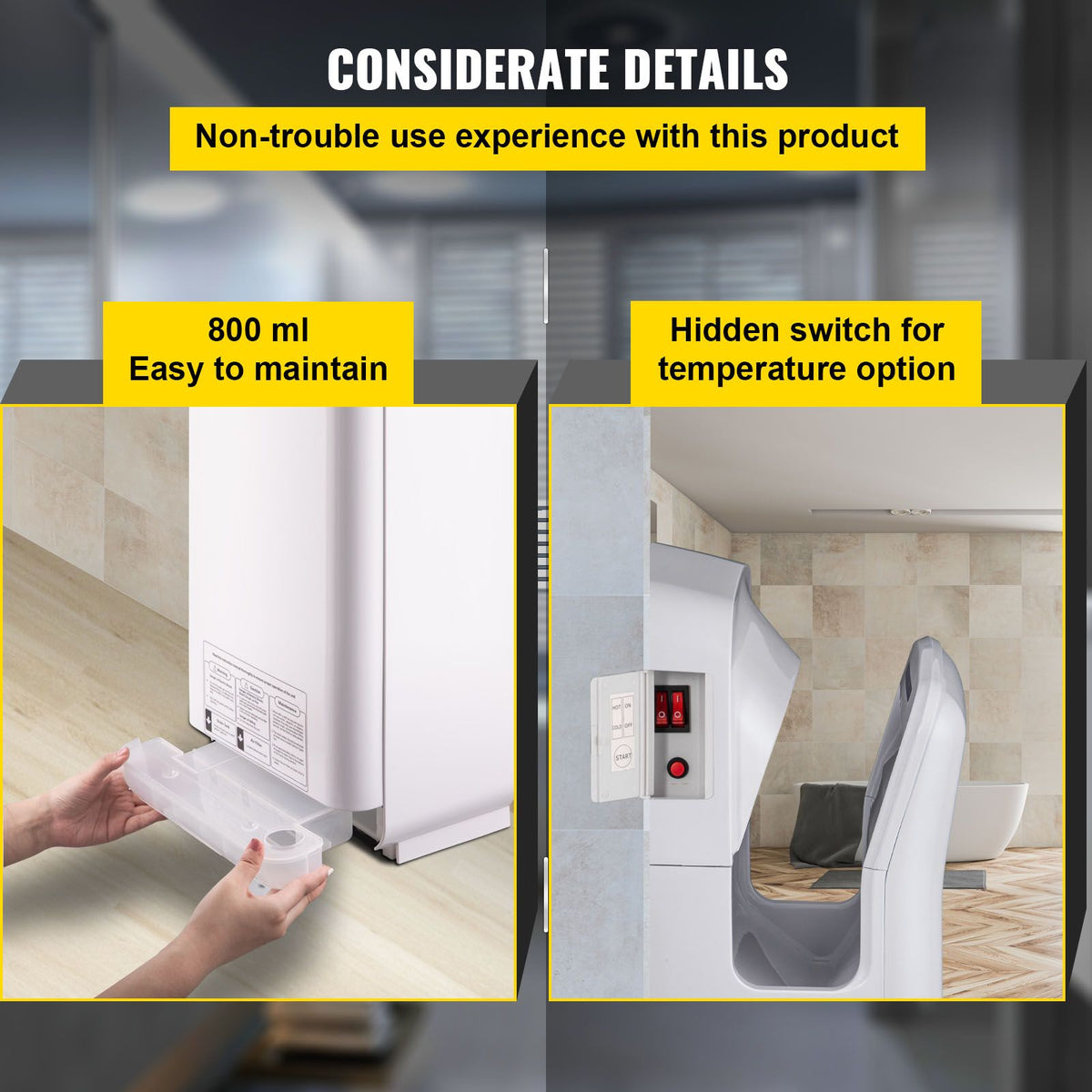 Jet Hand Dryer Blade Hand Dryer Automatic High Speed for Washroom White
